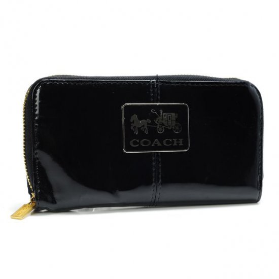 Coach Madison Smooth Large Black Wallets AHA | Women